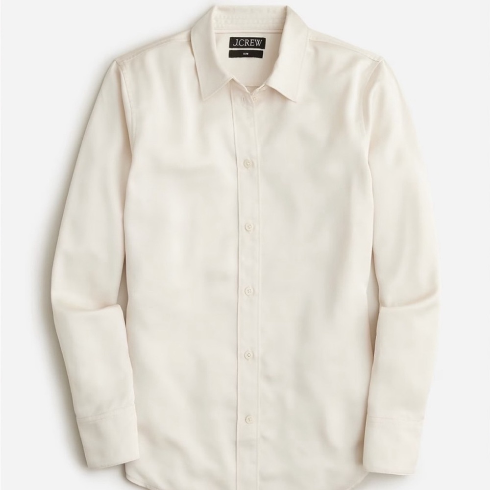 NWT J.Crew Womens Slim-fit drapey shirt in luster crepe, Natural, Size 10